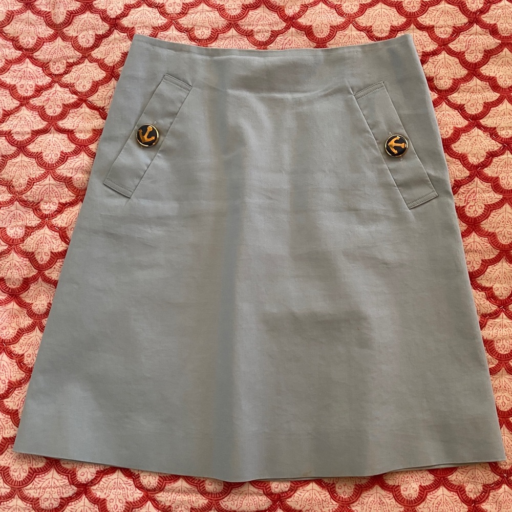 ORLA KIELY Blue A-Line Skirt w/ Anchor Buttons - UK 10 (US 6)